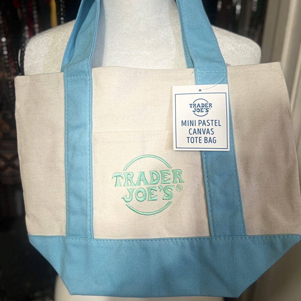 Blue and Cream Canvas Tote Bag